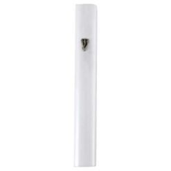 Aluminium Mezuzah Case White Metal Shin 7cm