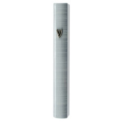 Aluminium Mezuzah Metal Painted White Stripes 10cm 3D