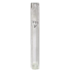 Lucite Mezuzah Cover with Silver Shin Rubber Plug 12cm