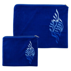 Velvet Talit and Tefillin Bags Blue