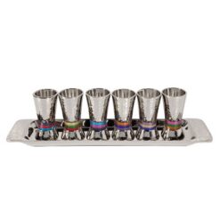 6 Small Cups + Tray Hammer Work - Rings - Multicolor