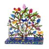 Hanukkah Menorah - Painted Laser Cut - Pomegranates + Birds