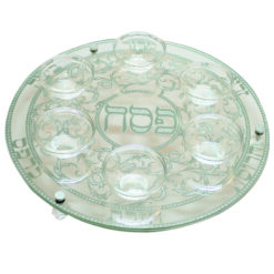 Passover Tray  with Metal Plaque and 6 Shot Glasses