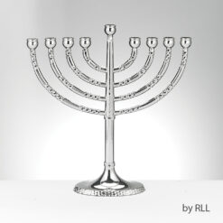 Classic Elegance Menorah with Hammered Accents, Nickel Plated