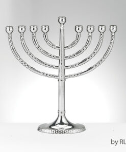 Classic Elegance Menorah with Hammered Accents, Nickel Plated