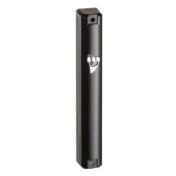 Plastic Black Mezuzah With Rubber Cork 15 Cm - With Silver Shin
