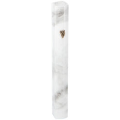White Marble Aluminium Mezuzah 10cm 3D