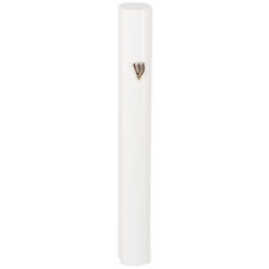 Aluminium Mezuzah with Metal White Shin 10cm