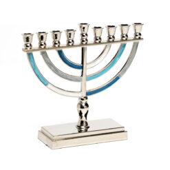 Aluminum Blue Tones Menorah
