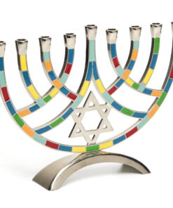 Colourful Aluminium Star of David Menorah