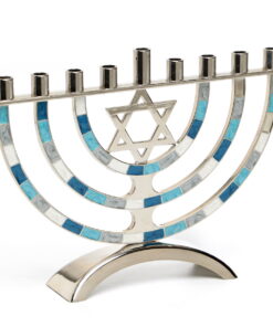 Magen David Blue Tones Aluminium Menorah