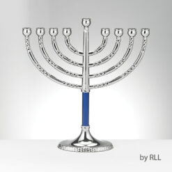 Classic Elegance Menorah with Hammered Blue Accents