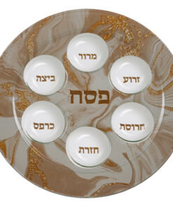 Orange Accents Glass Seder Plate