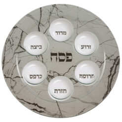 Glass Seder Plate Marble Design