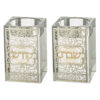 Gold Plaque Crystal Candlesticks 8cm