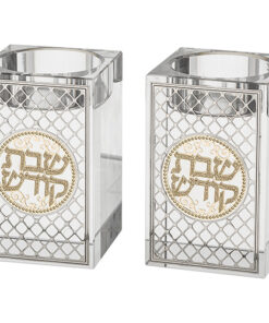 Gold & Silver Crystal Candlesticks 8cm