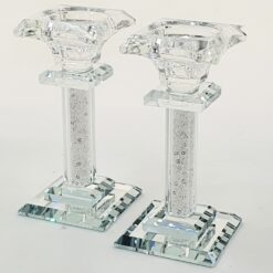 Crystal White Sparks square Pair Candlesticks