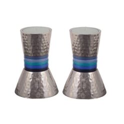 Nickel Hammer Work Small Cone Candlesticks