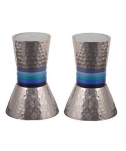 Nickel Hammer Work Small Cone Candlesticks