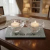 Sparkle Glass Candlesticks 4x14x6 cm with Tray