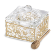 Gold Leaf Crystal Honey Dish