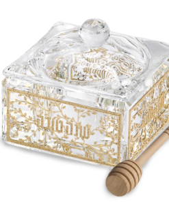 Gold Leaf Crystal Honey Dish